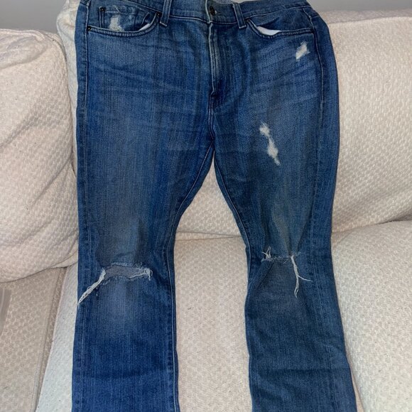 Mens' 7 (Seven) For Mankind Light Denim Slimmy Jeans - Tattered - 33/30 - Picture 4 of 13